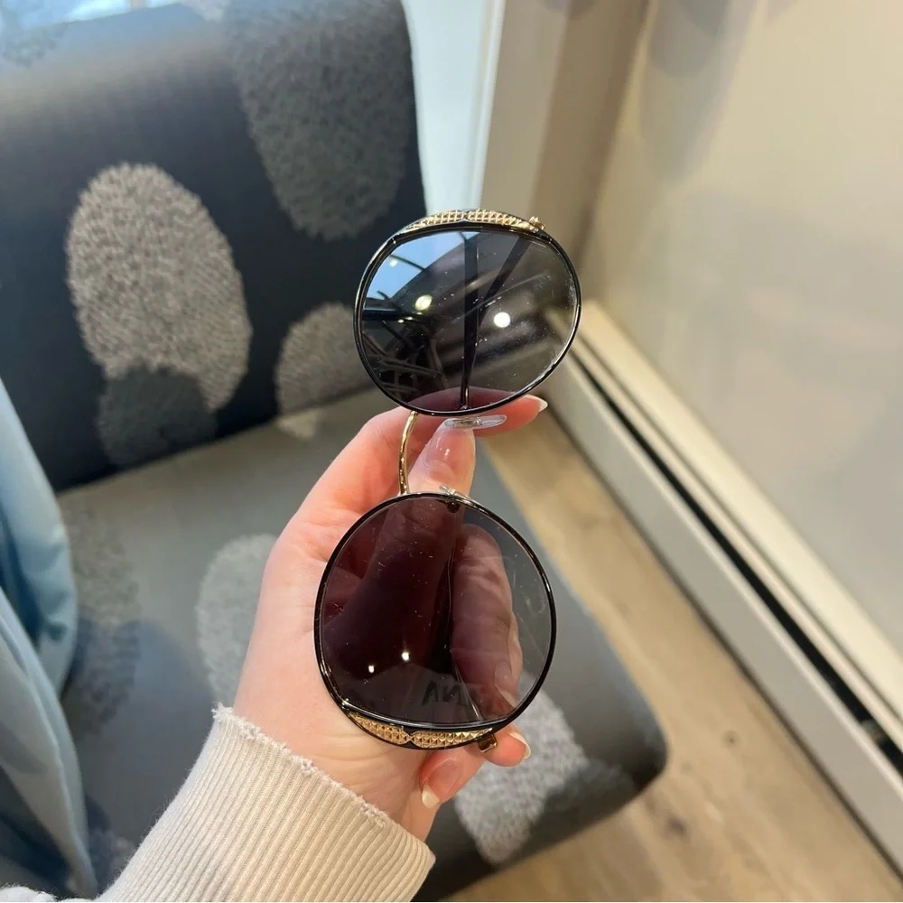 BVLGARI Black Round Sunglasses